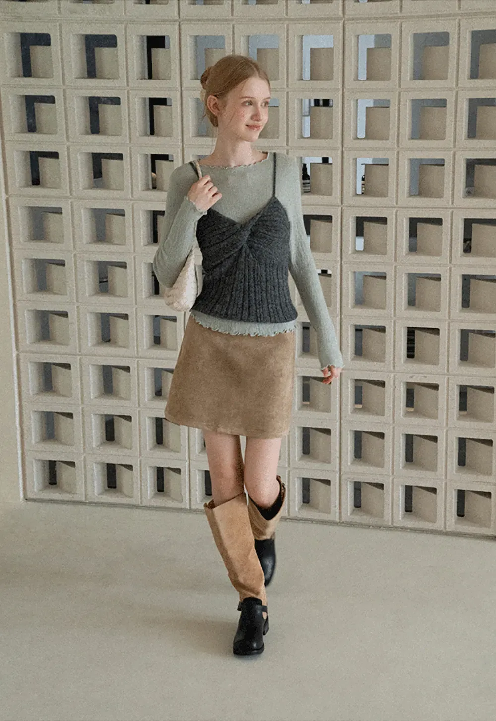 Twisted Front Ribbed Knit Tank Top