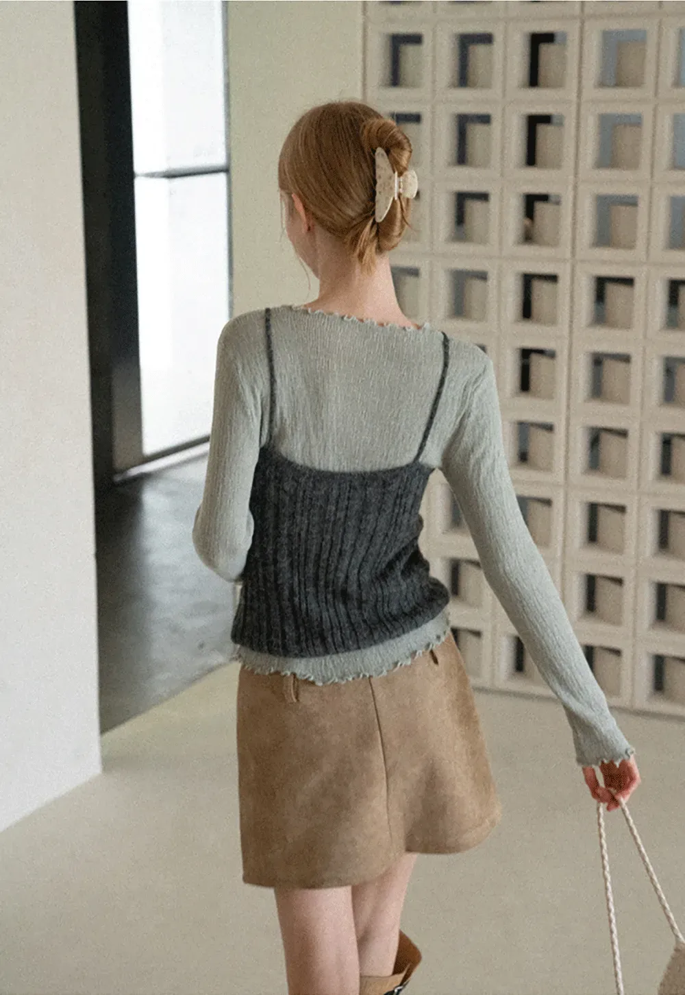 Twisted Front Ribbed Knit Tank Top