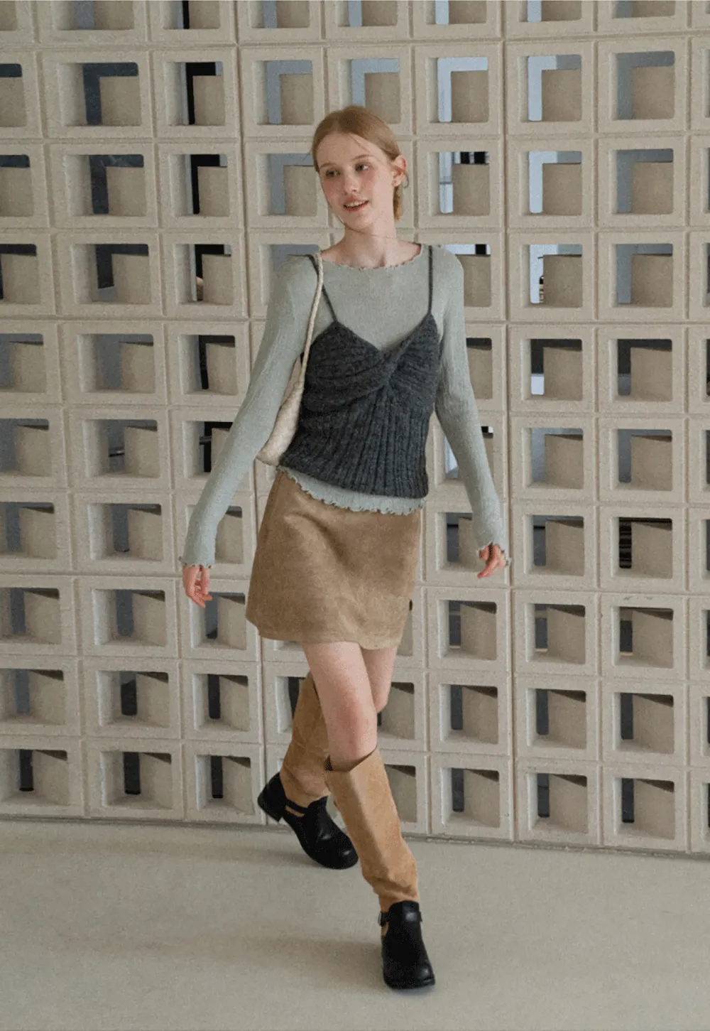 Twisted Front Ribbed Knit Tank Top