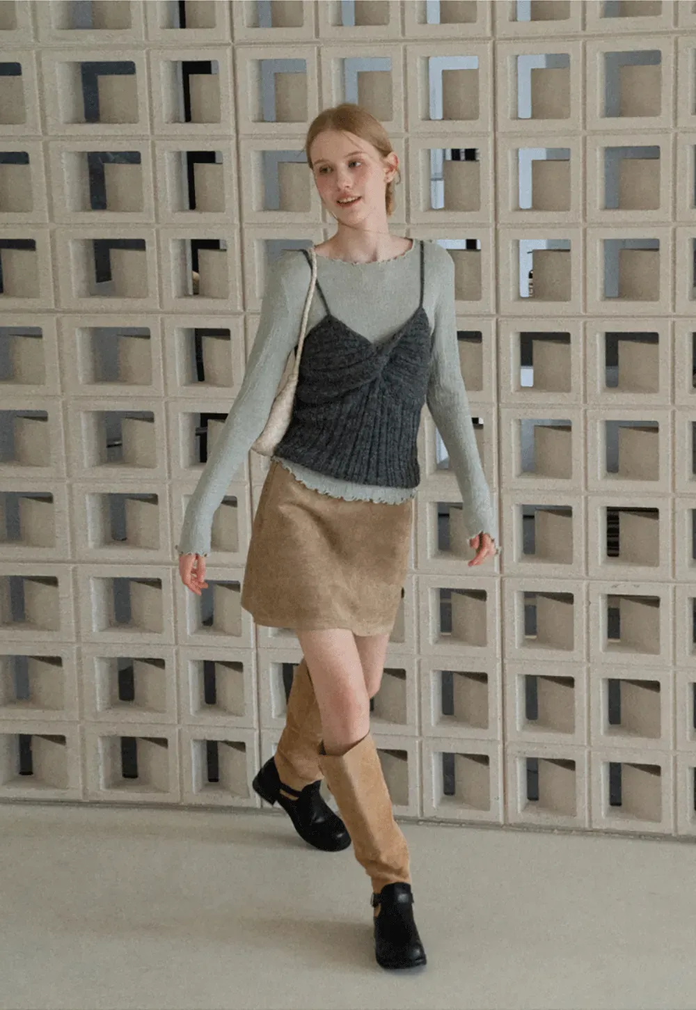 Twisted Front Ribbed Knit Tank Top