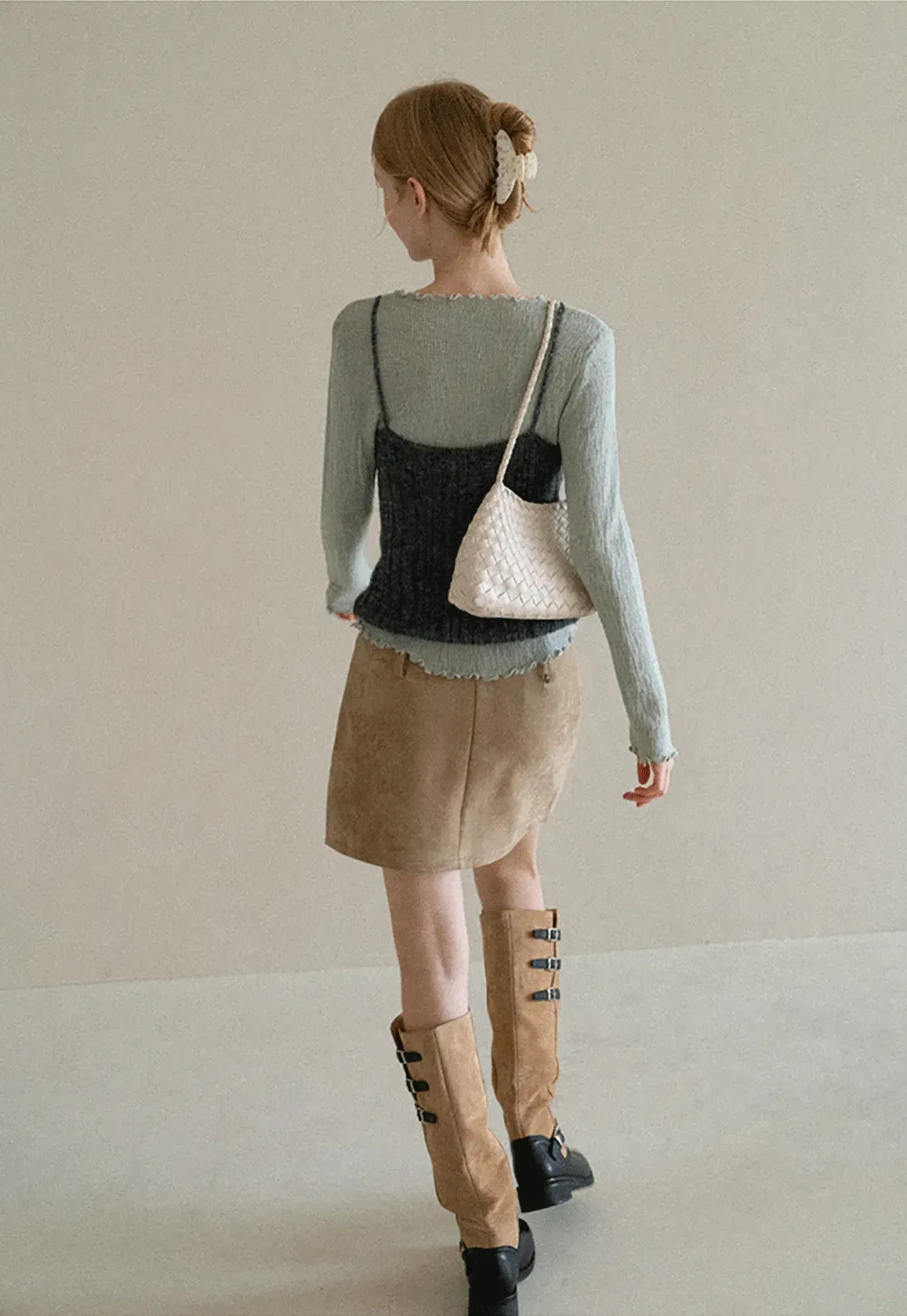 Twisted Front Ribbed Knit Tank Top