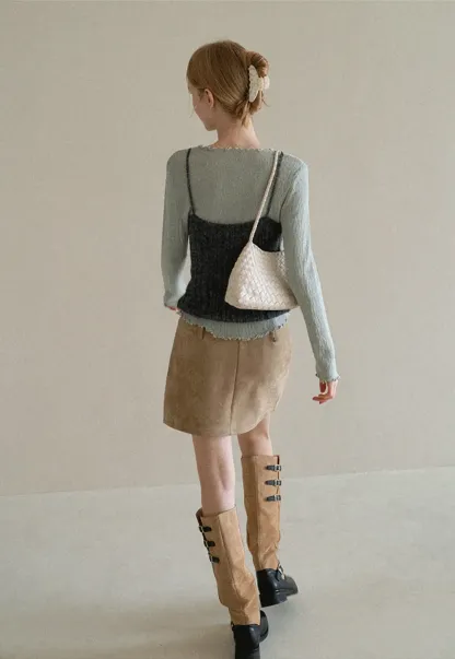 Twisted Front Ribbed Knit Tank Top