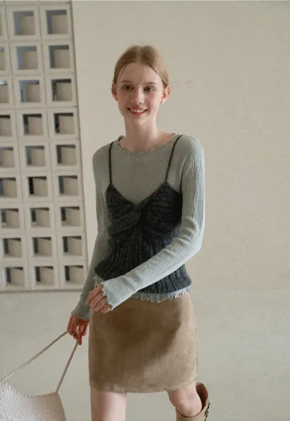 Twisted Front Ribbed Knit Tank Top