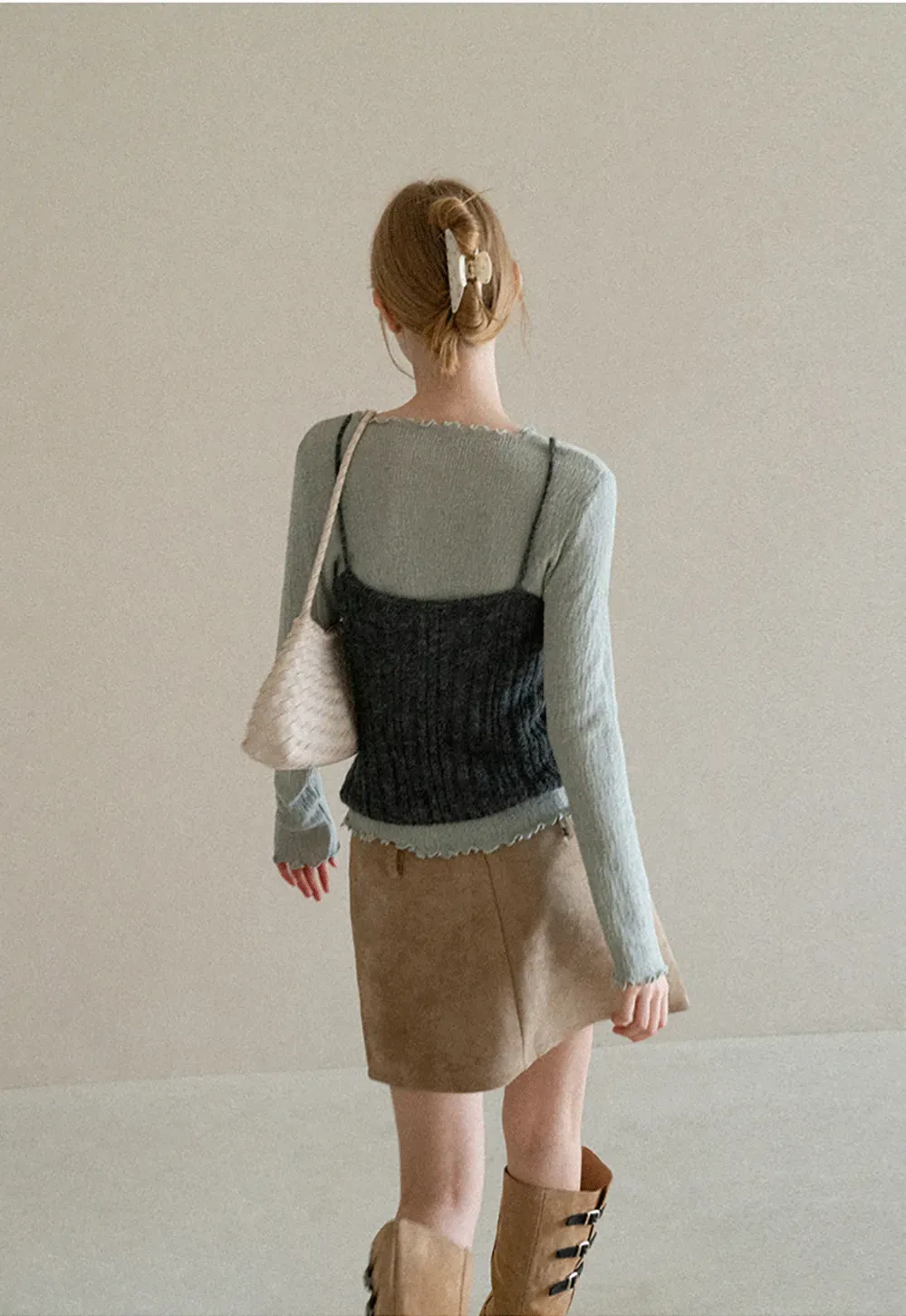 Twisted Front Ribbed Knit Tank Top