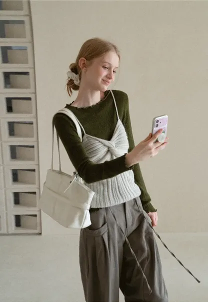 Twisted Front Ribbed Knit Tank Top
