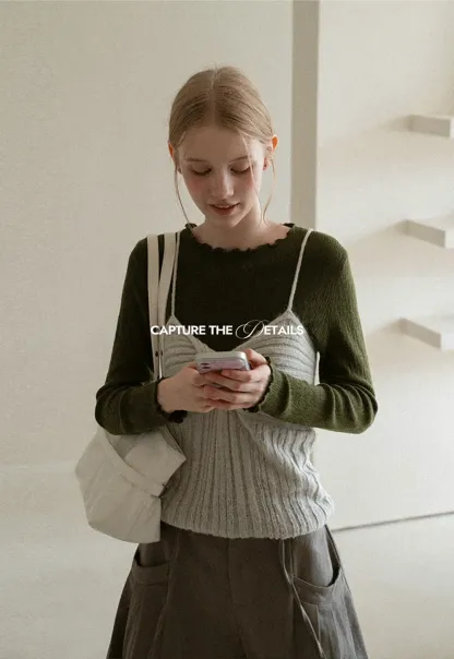 Twisted Front Ribbed Knit Tank Top