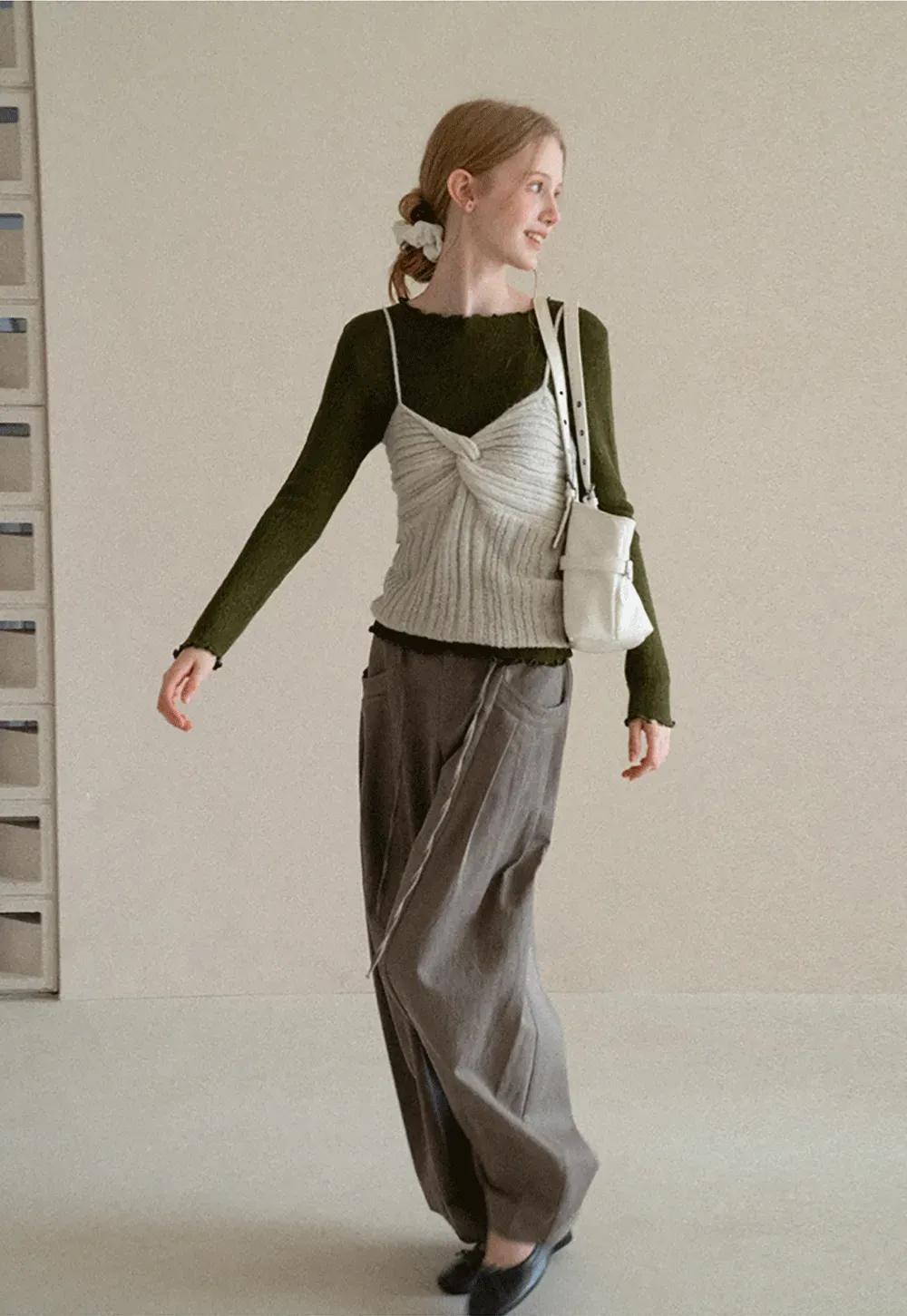 Twisted Front Ribbed Knit Tank Top