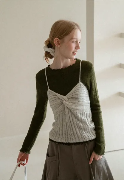 Twisted Front Ribbed Knit Tank Top