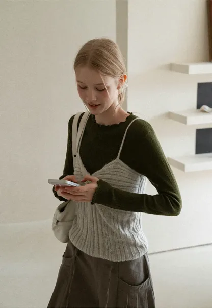 Twisted Front Ribbed Knit Tank Top