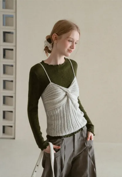 Twisted Front Ribbed Knit Tank Top
