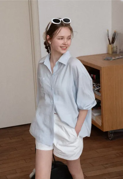 Oversized shirt with back tie detail and button placket