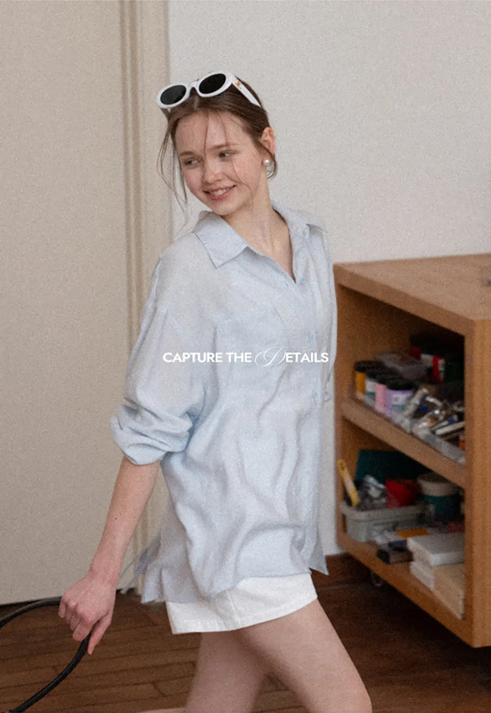 Oversized shirt with back tie detail and button placket