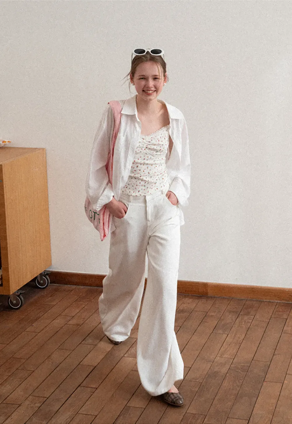 Oversized shirt with back tie detail and button placket