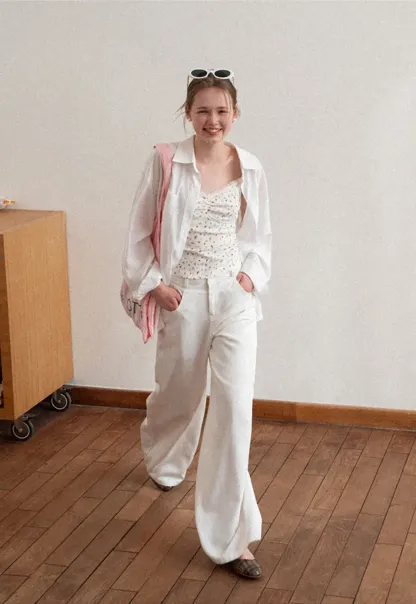 Oversized shirt with back tie detail and button placket