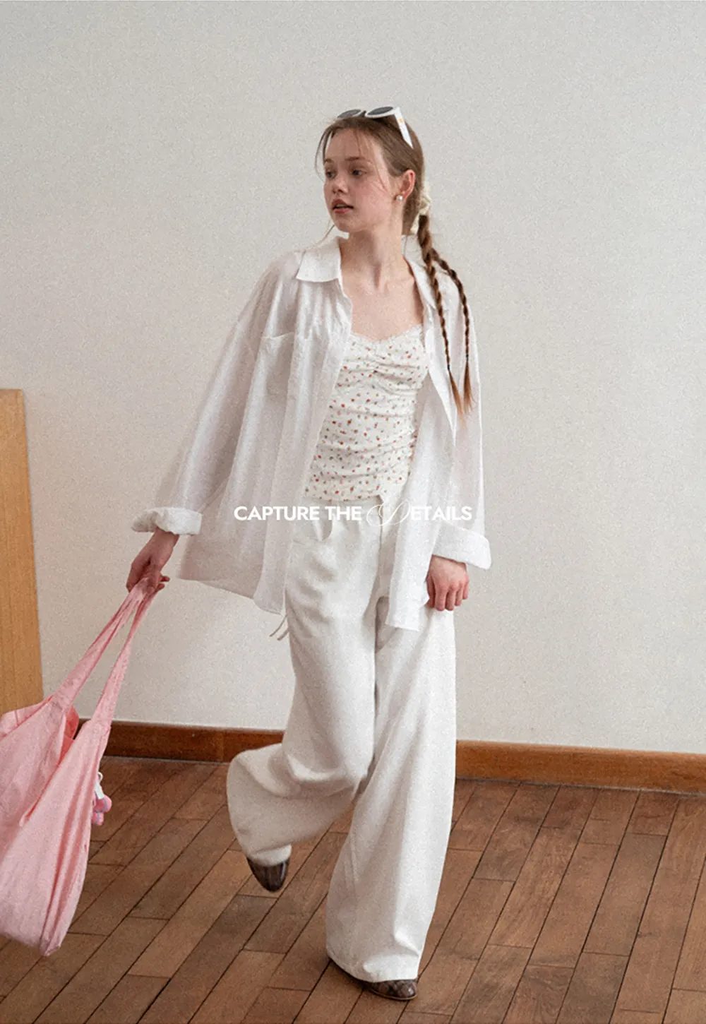 Oversized shirt with back tie detail and button placket