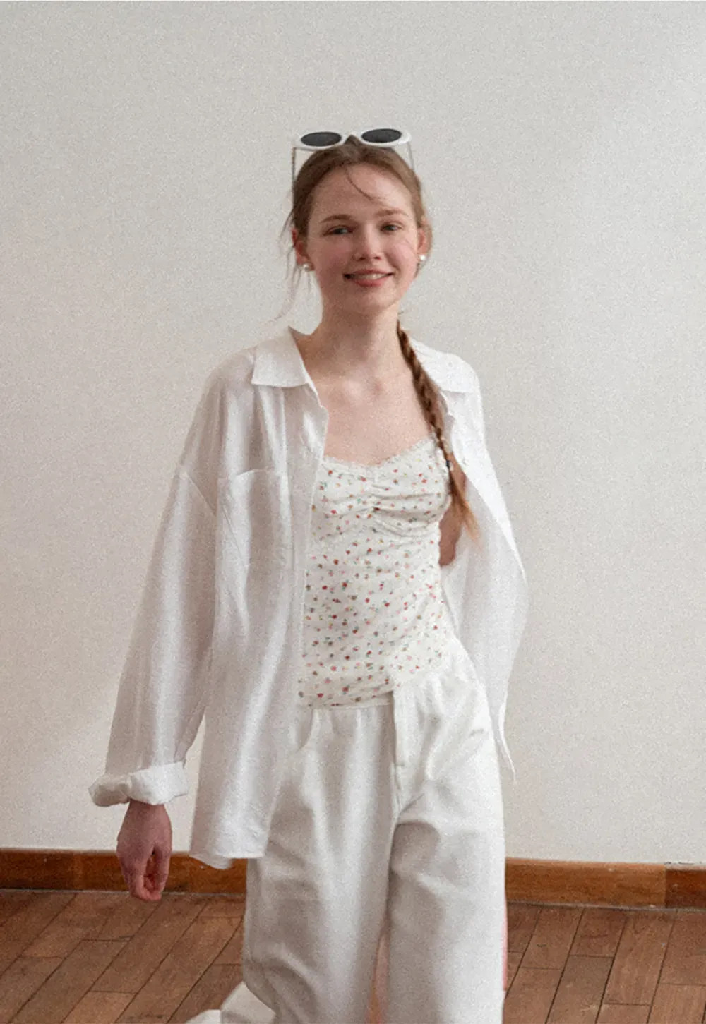 Oversized shirt with back tie detail and button placket