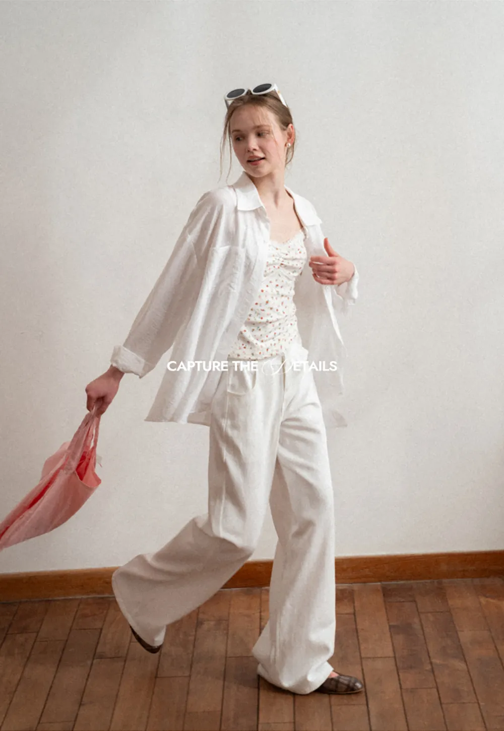 Oversized shirt with back tie detail and button placket