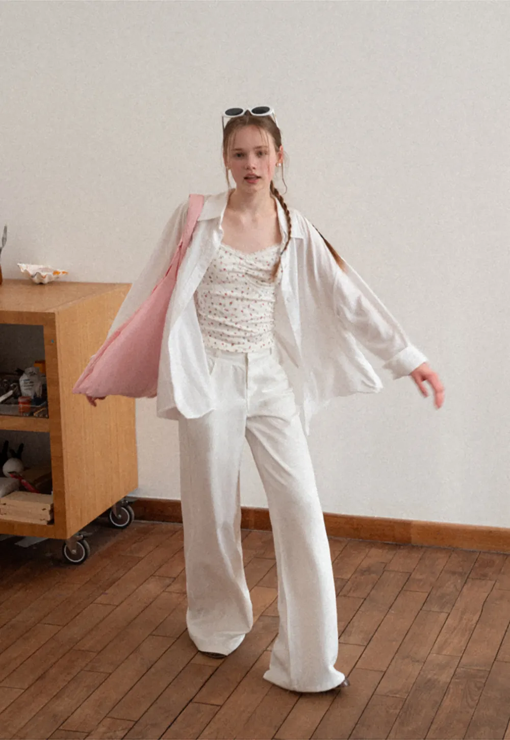 Oversized shirt with back tie detail and button placket