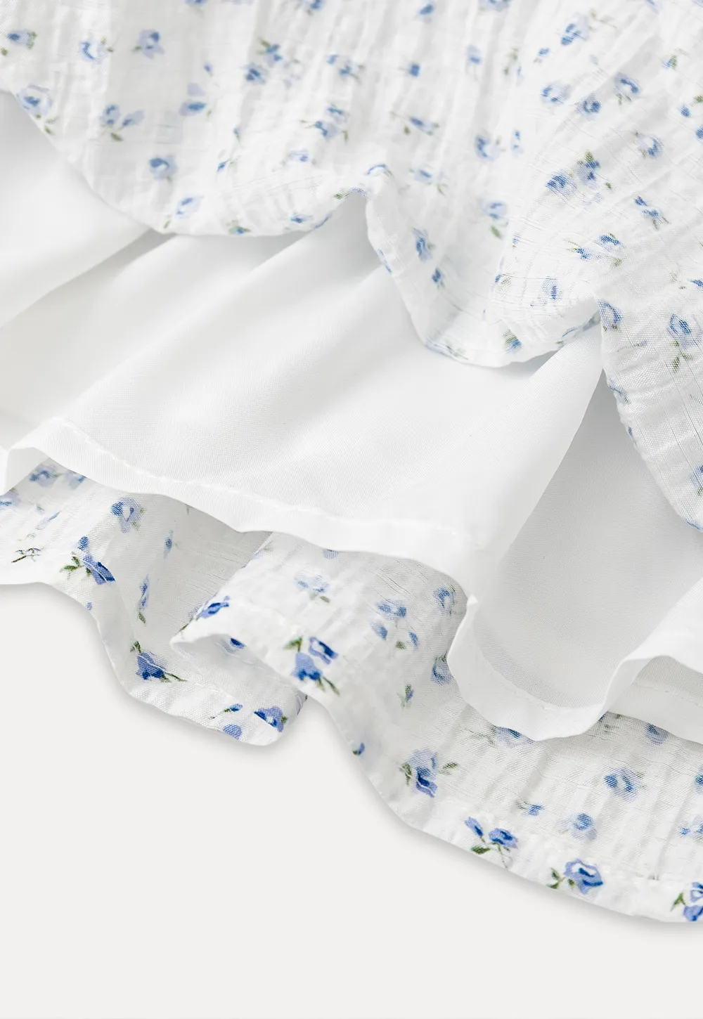 Floral Print Smocked Blouse with Ruffled Sleeves