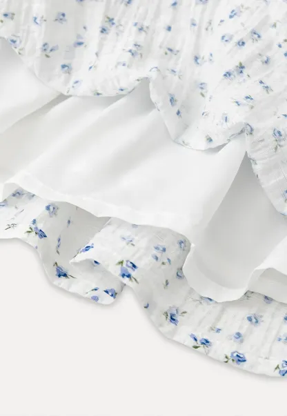 Floral Print Smocked Blouse with Ruffled Sleeves