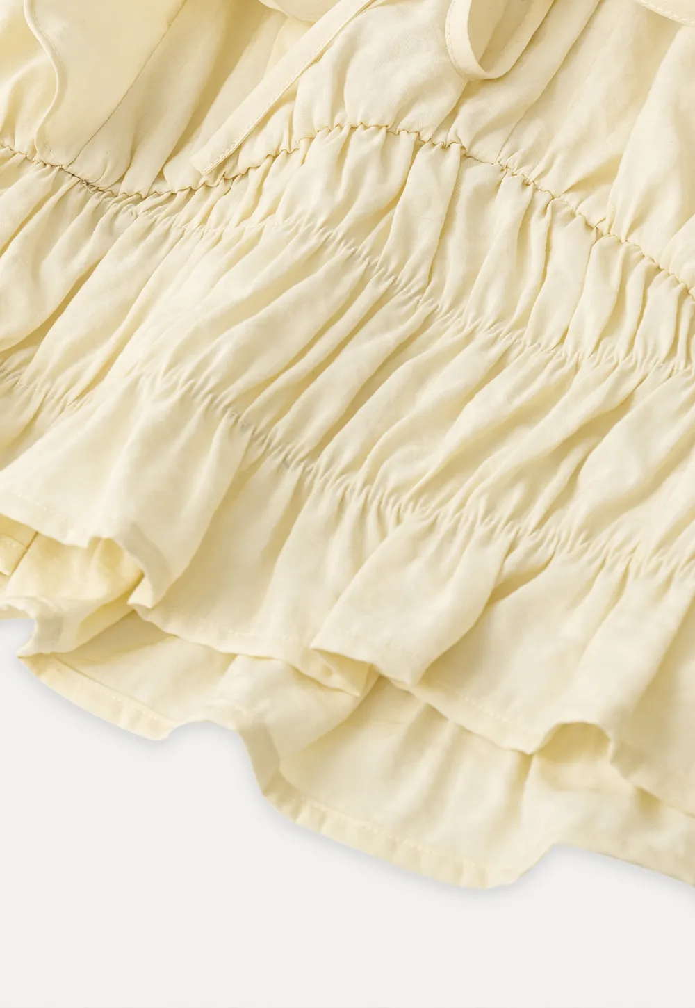 Ruffled Short Sleeve Top with Drawstring Waist