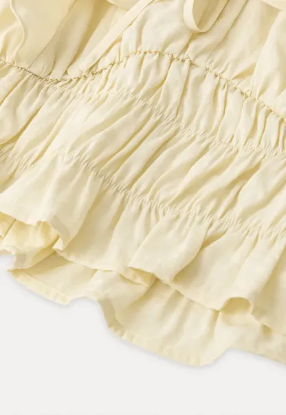 Ruffled Short Sleeve Top with Drawstring Waist