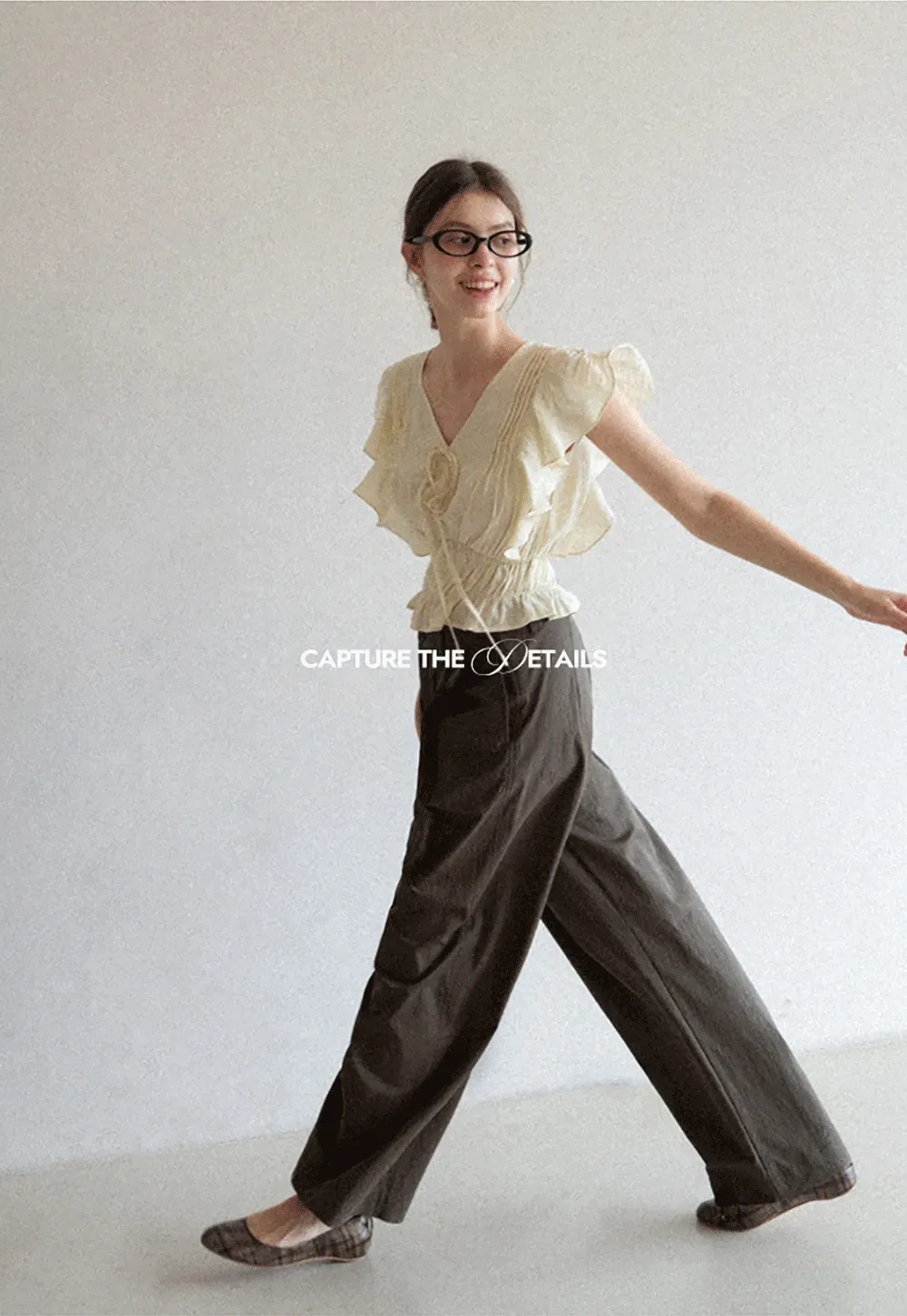 Ruffled Short Sleeve Top with Drawstring Waist