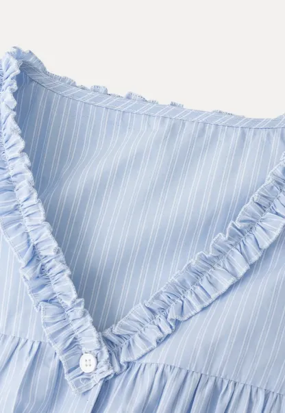 Short Sleeve Button Up Shirt with Ruffled Collar