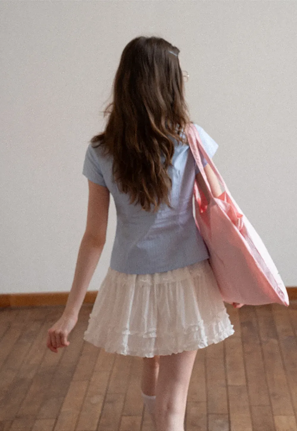 Short Sleeve Button Up Shirt with Ruffled Collar