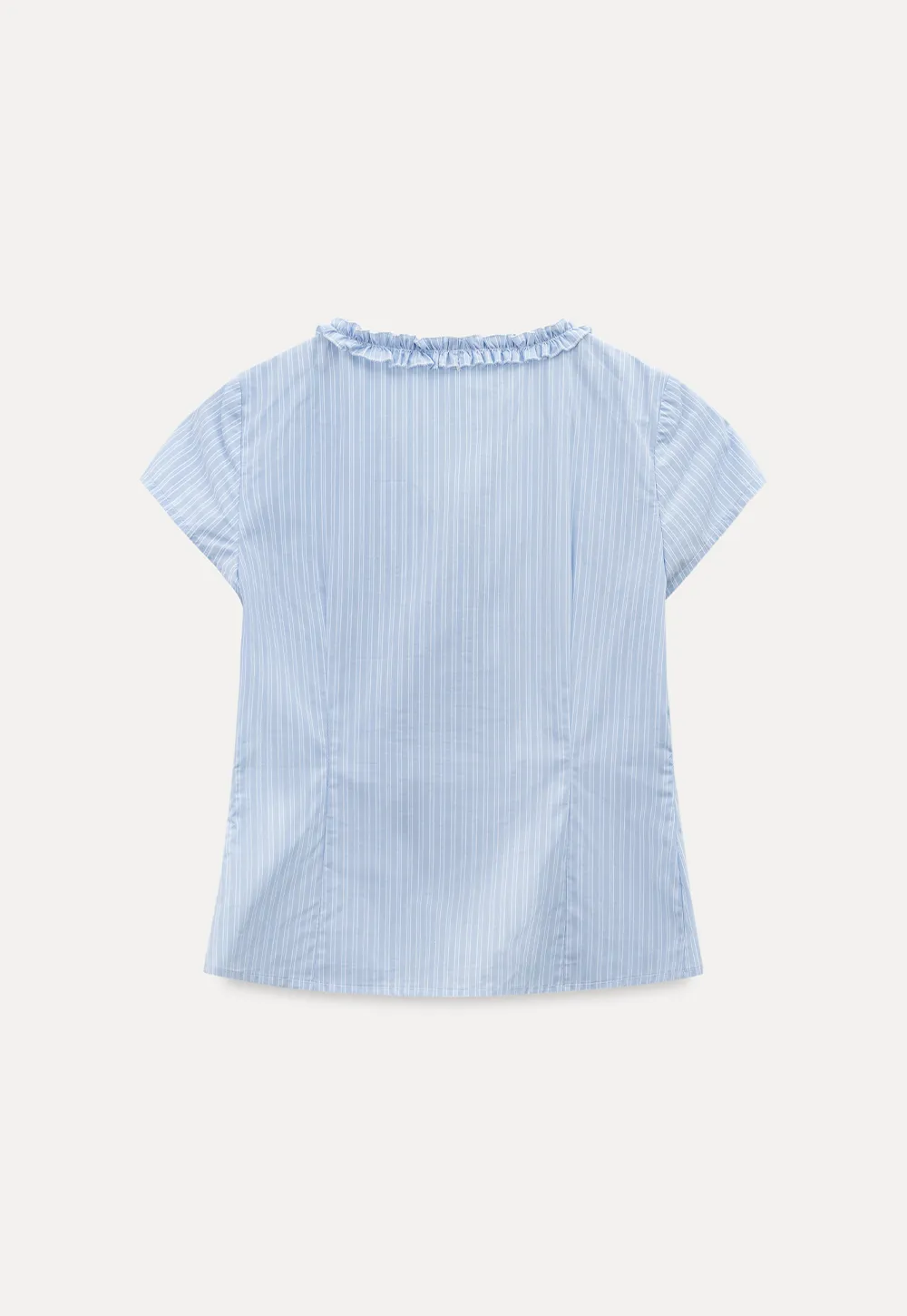 Short Sleeve Button Up Shirt with Ruffled Collar