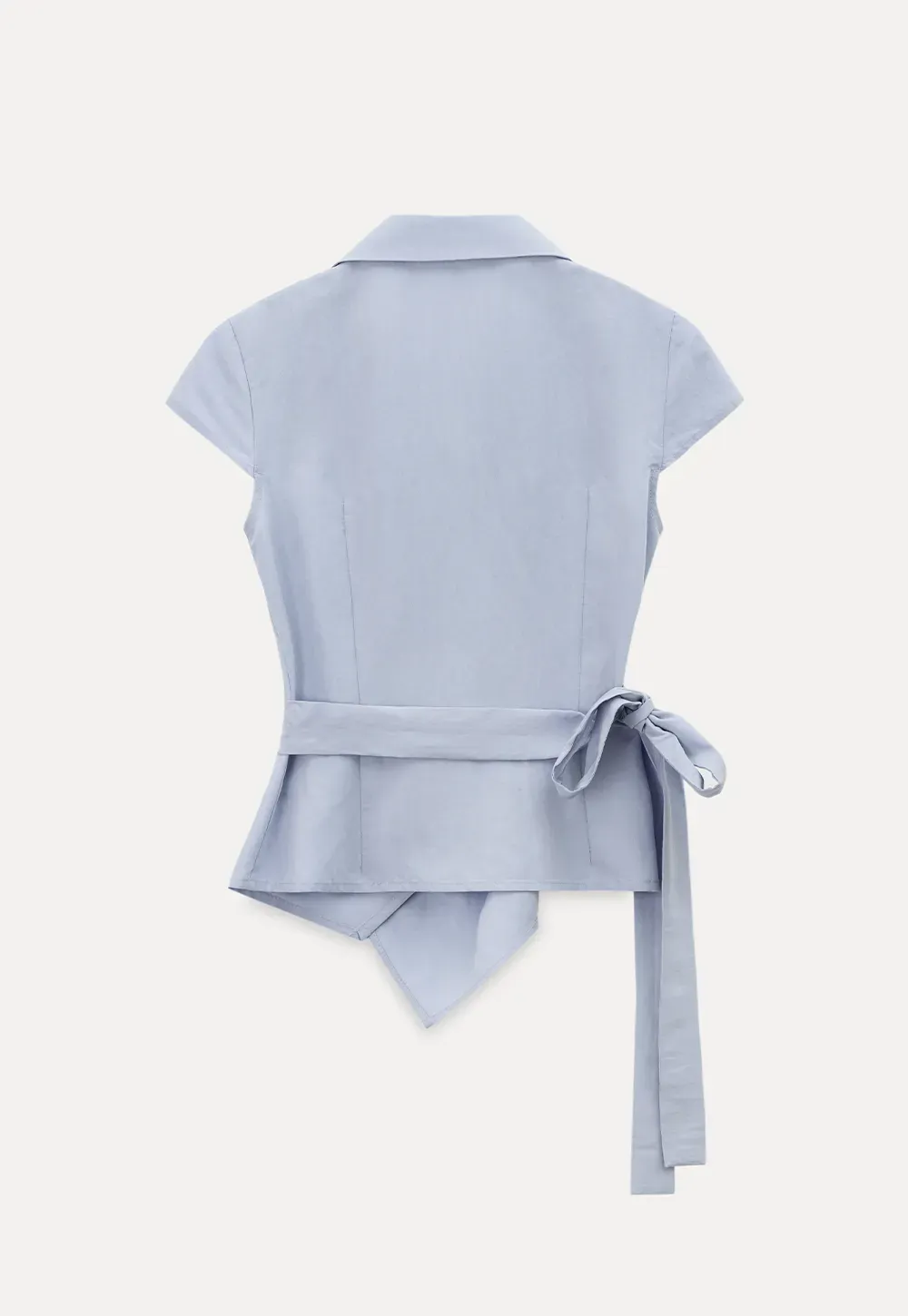 Short Sleeve Wrap Shirt with Tie Waist