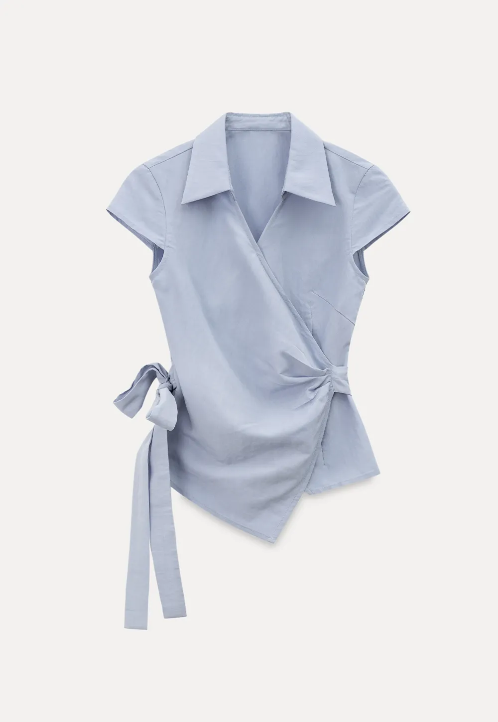 Short Sleeve Wrap Shirt with Tie Waist
