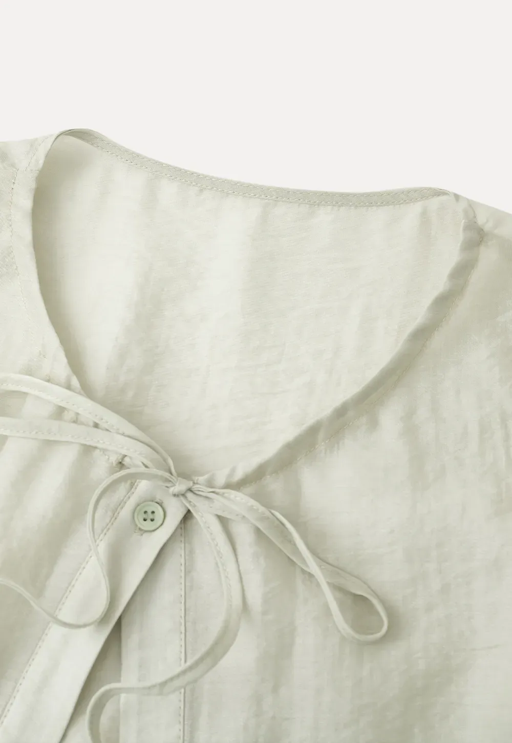 Sheer Organza Short Sleeve Blouse with Tie Front