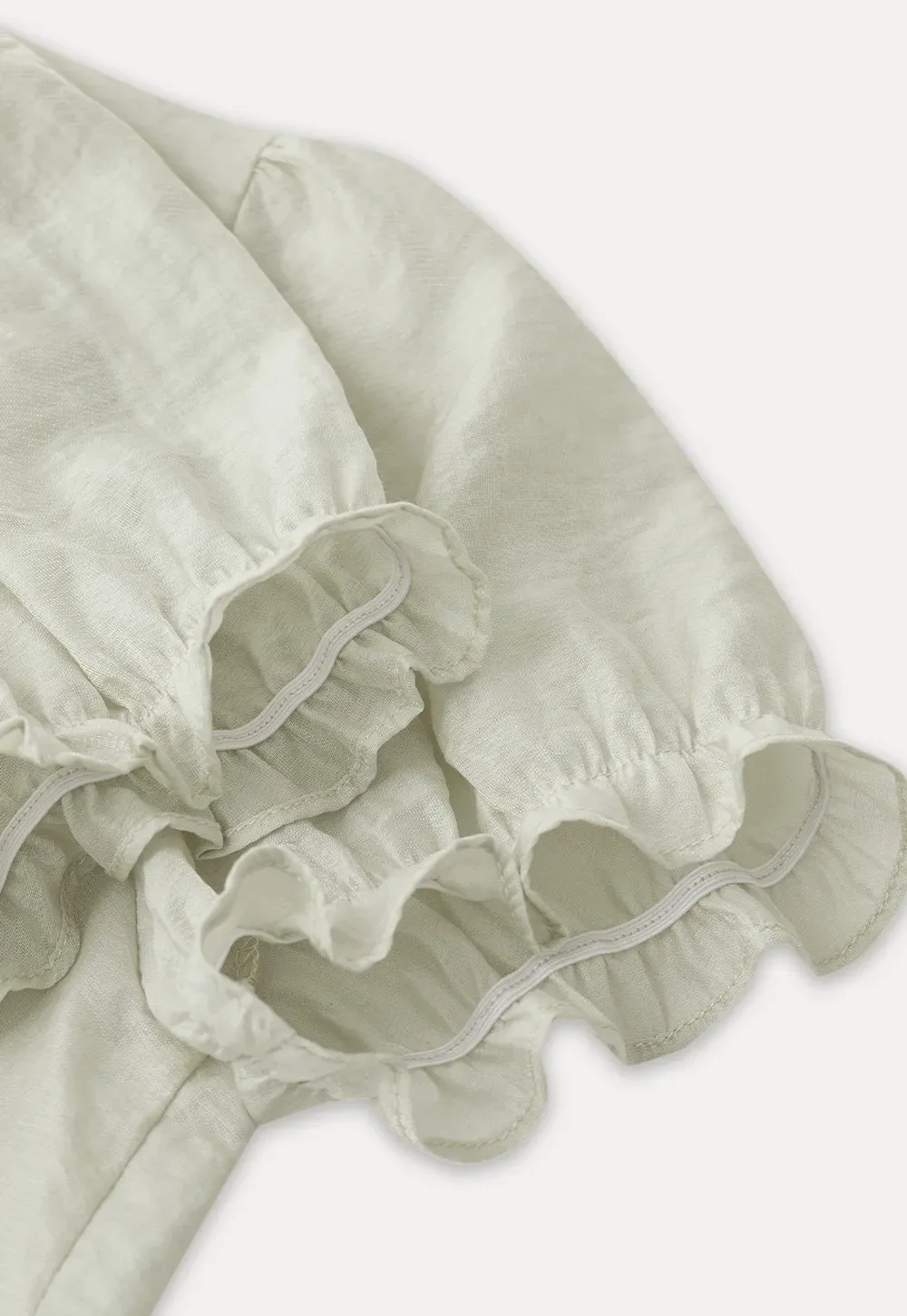 Sheer Organza Short Sleeve Blouse with Tie Front