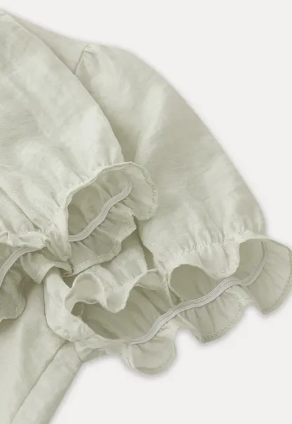 Sheer Organza Short Sleeve Blouse with Tie Front