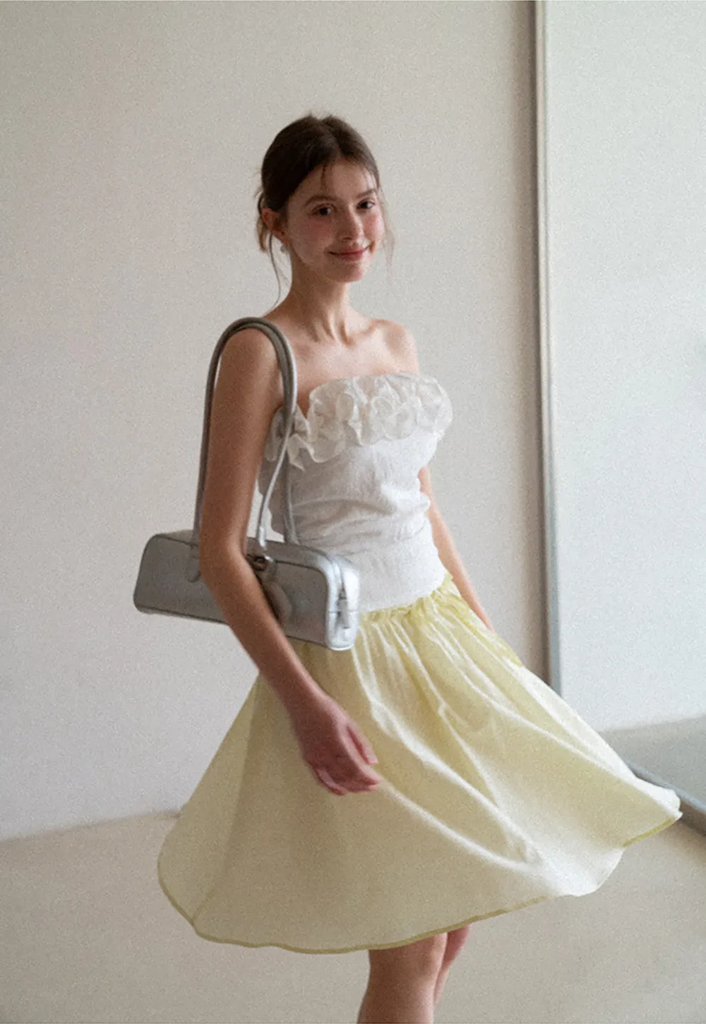 Off Shoulder Ruffled Top with Gathered Waist