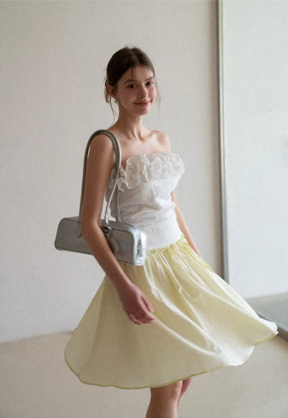 Off Shoulder Ruffled Top with Gathered Waist