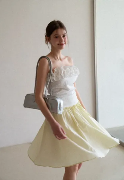 Off Shoulder Ruffled Top with Gathered Waist