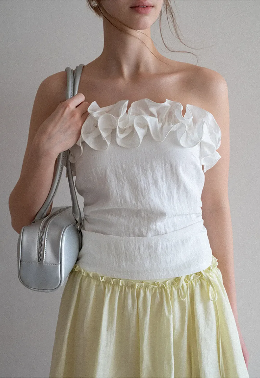 Off Shoulder Ruffled Top with Gathered Waist