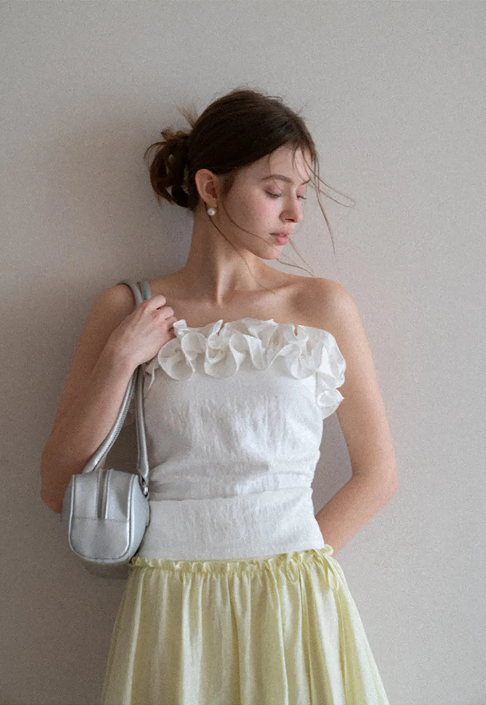 Off Shoulder Ruffled Top with Gathered Waist