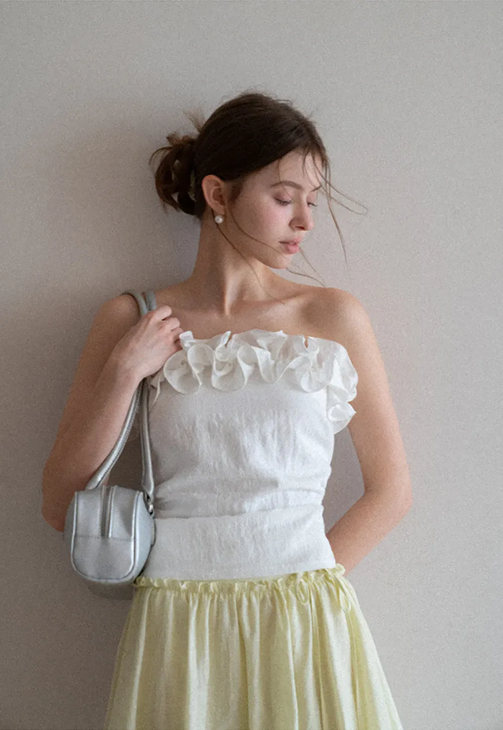 Off Shoulder Ruffled Top with Gathered Waist