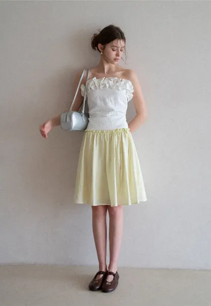 Off Shoulder Ruffled Top with Gathered Waist