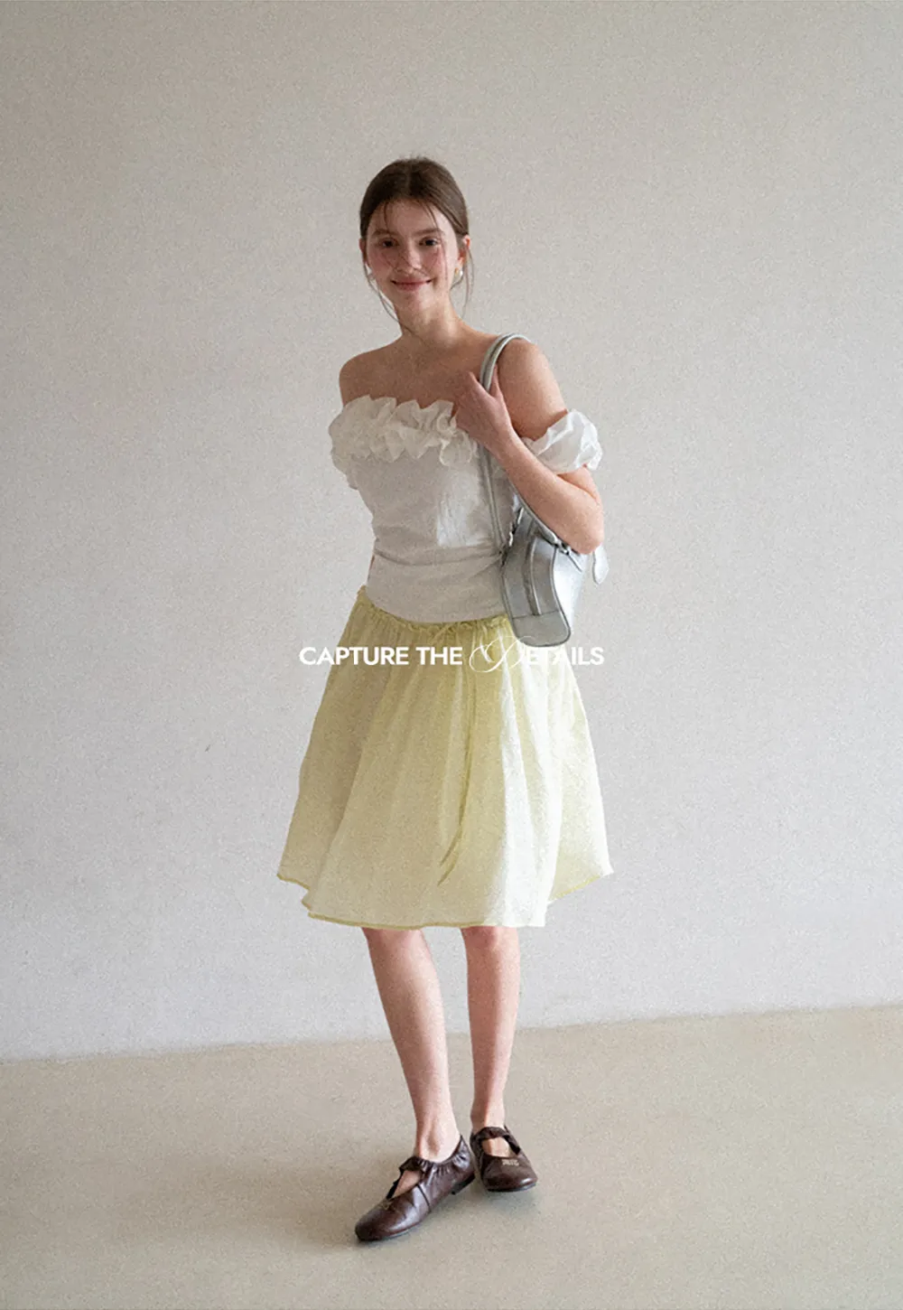 Off Shoulder Ruffled Top with Gathered Waist