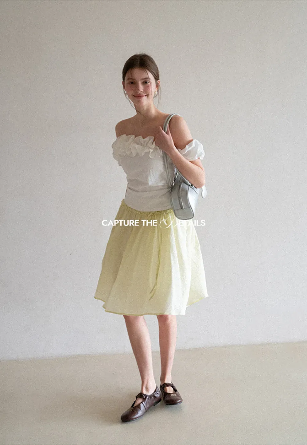 Off Shoulder Ruffled Top with Gathered Waist