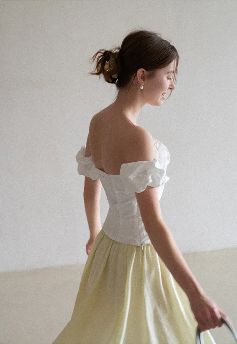 Off Shoulder Ruffled Top with Gathered Waist