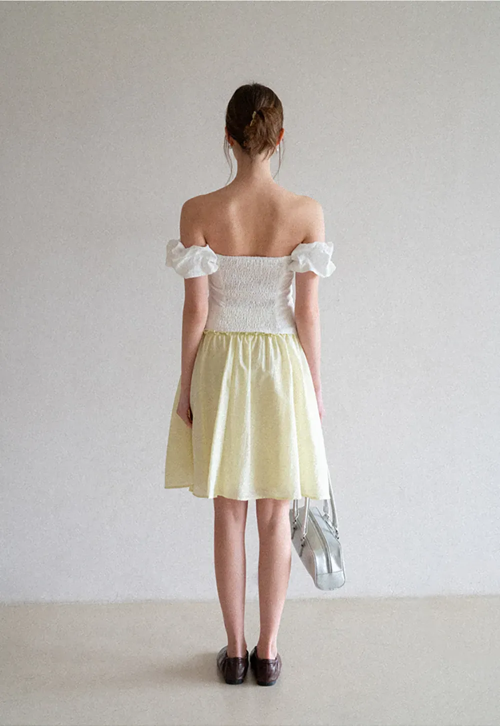 Off Shoulder Ruffled Top with Gathered Waist