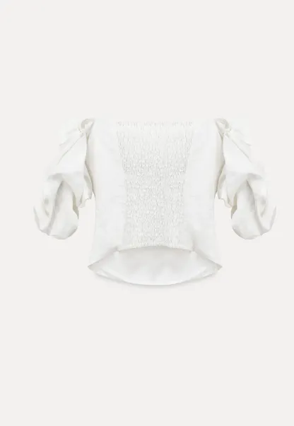 Off Shoulder Ruffled Top with Gathered Waist