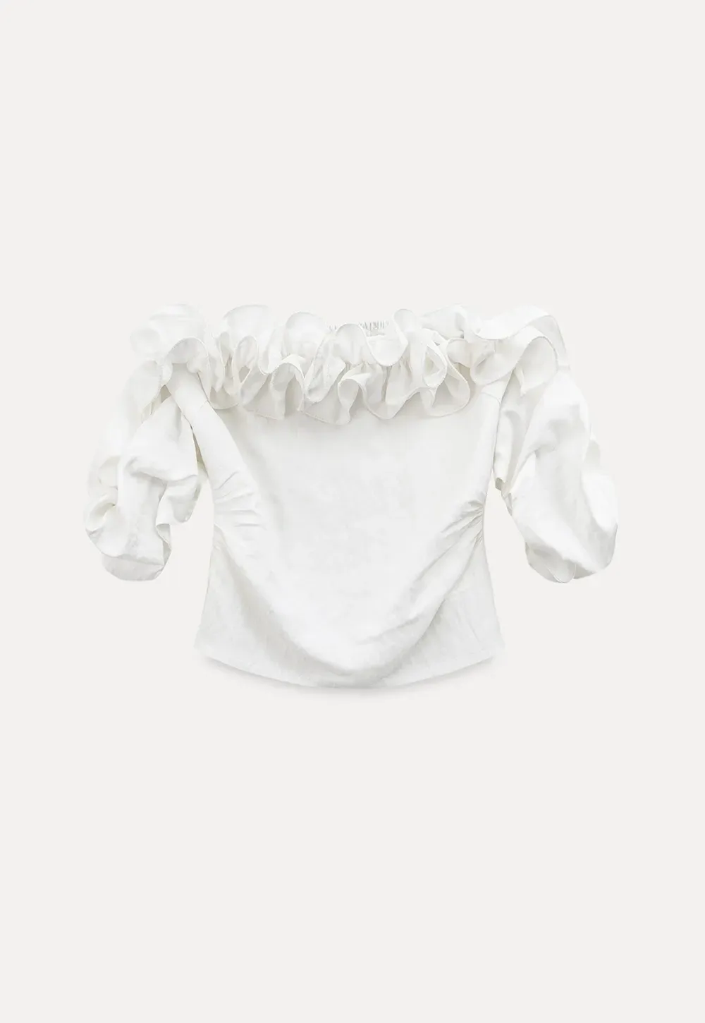 Off Shoulder Ruffled Top with Gathered Waist