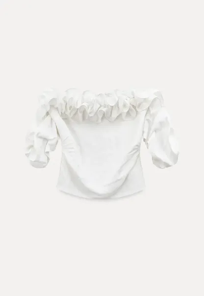 Off Shoulder Ruffled Top with Gathered Waist