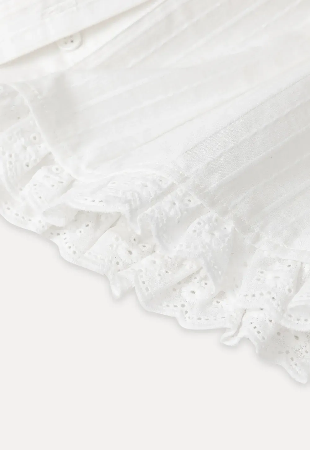 Ruffled Lace Trim Puff Sleeve Sheer Blouse